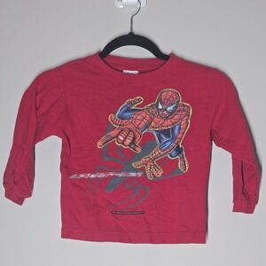 Vintage Spiderman Long Sleeve Tee Shirt Youth Size 4 Marvel 2002 Cartoon Movie